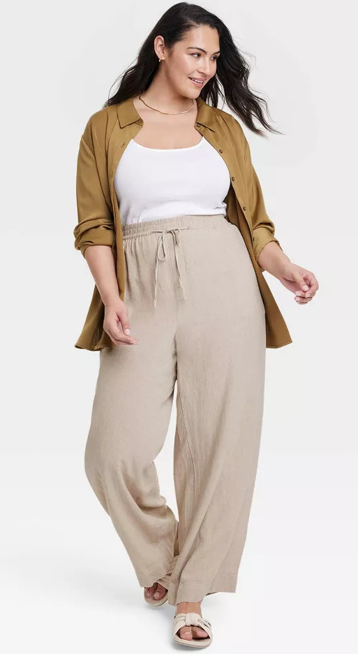 Plus size best sale petite linen pants